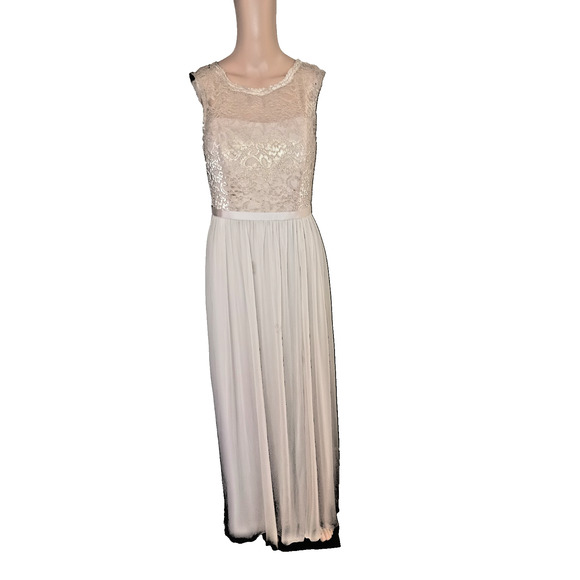 Unbranded Dresses & Skirts - Women's David’s Bridal Champagne Lace Sequin Pleated Gown Size 8 W012D